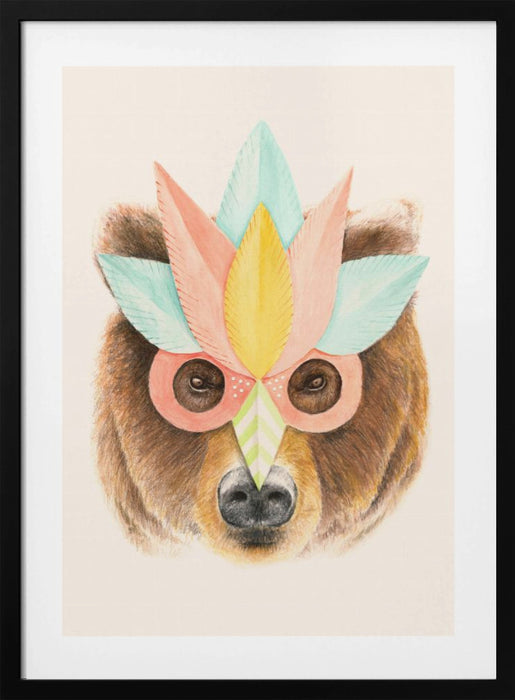 Bear Paper Mask Framed Art Wall Decor