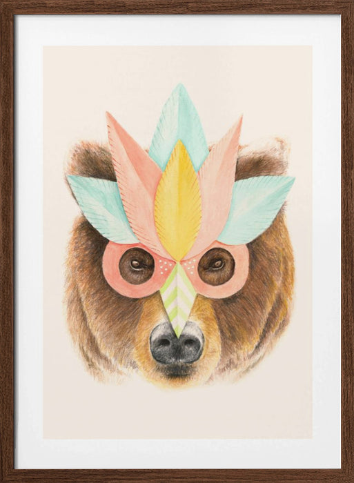 Bear Paper Mask Framed Art Wall Decor