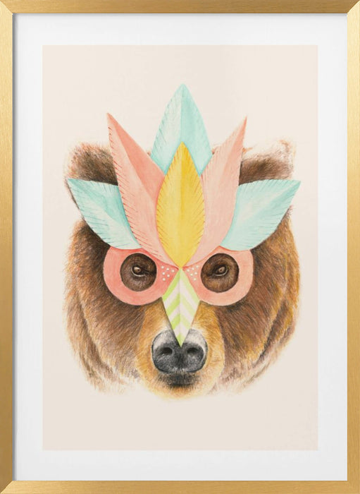 Bear Paper Mask Framed Art Wall Decor