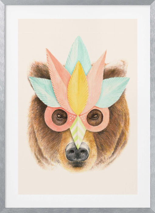 Bear Paper Mask Framed Art Wall Decor