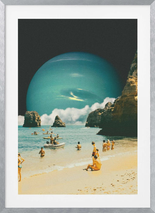 Space Beach Framed Art Modern Wall Decor