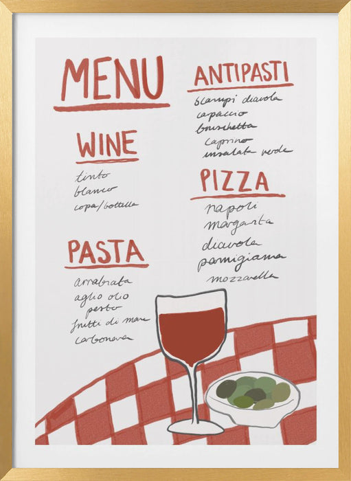 Italian Menu Framed Art Wall Decor