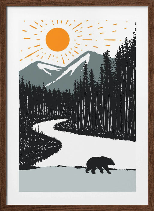 Bear By the River Framed Art Modern Wall Decor