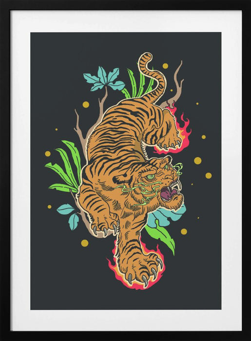 Classic Tiger Tattoo Framed Art Modern Wall Decor