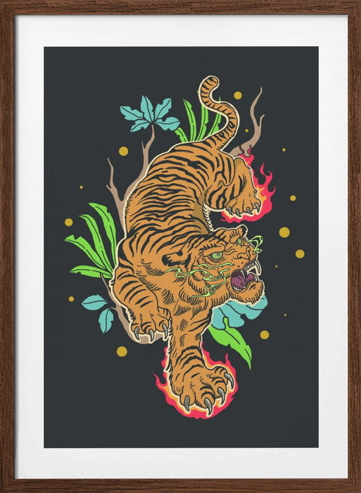 Classic Tiger Tattoo Framed Art Modern Wall Decor