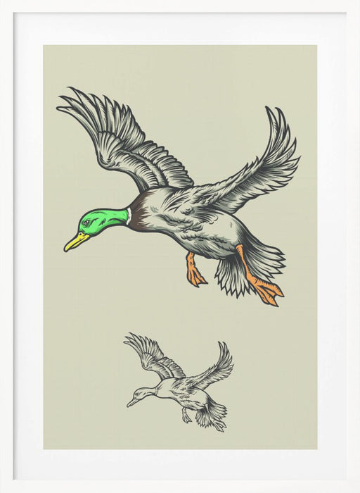 Flying Ducks Framed Art Wall Decor