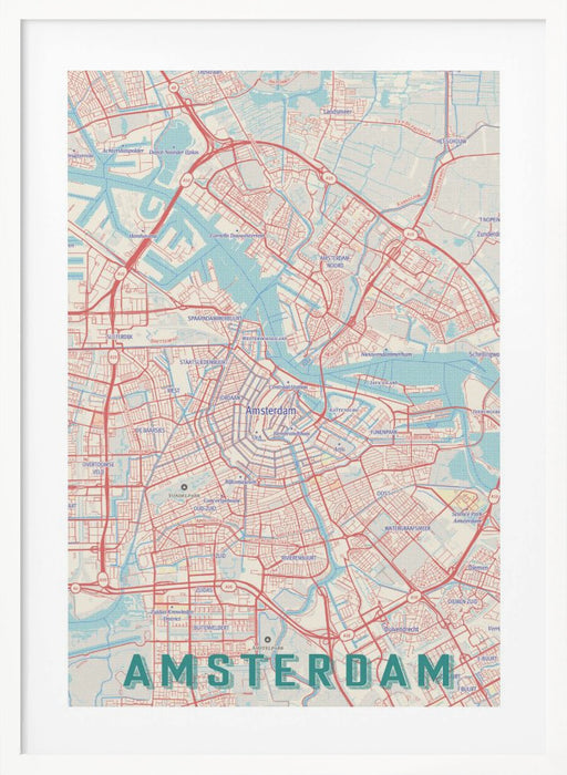 Retro Map   Amsterdam Framed Art Modern Wall Decor