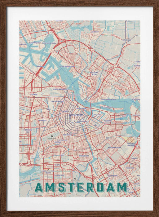 Retro Map   Amsterdam Framed Art Modern Wall Decor