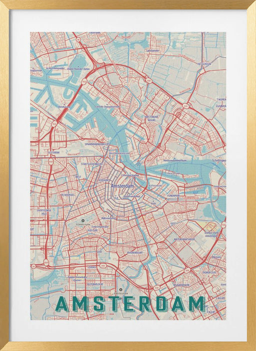 Retro Map   Amsterdam Framed Art Modern Wall Decor