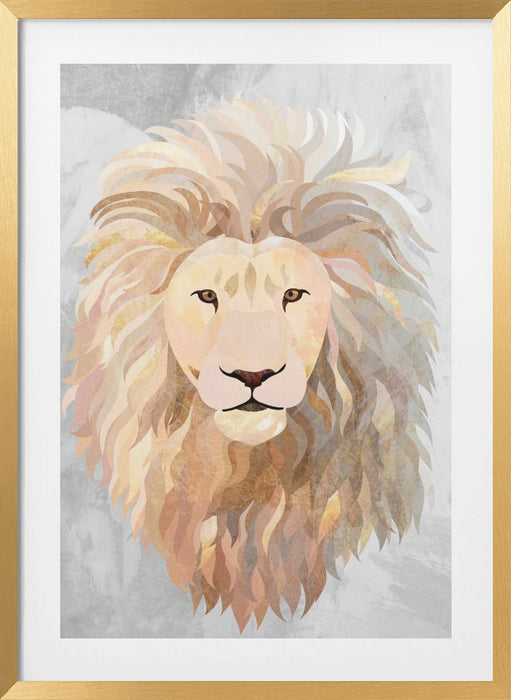 Golden lion portrait Framed Art Wall Decor