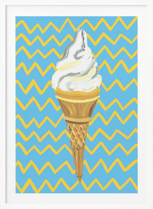 Ice Cream Blue Framed Art Wall Decor