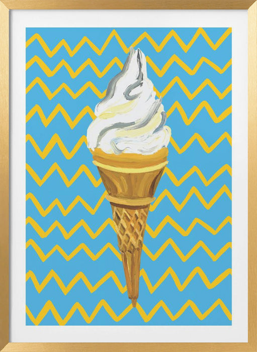 Ice Cream Blue Framed Art Wall Decor