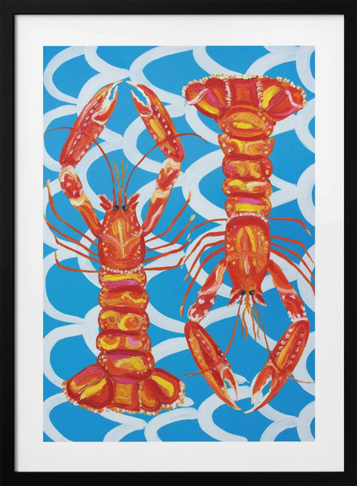 Langoustines On Blue Framed Art Wall Decor