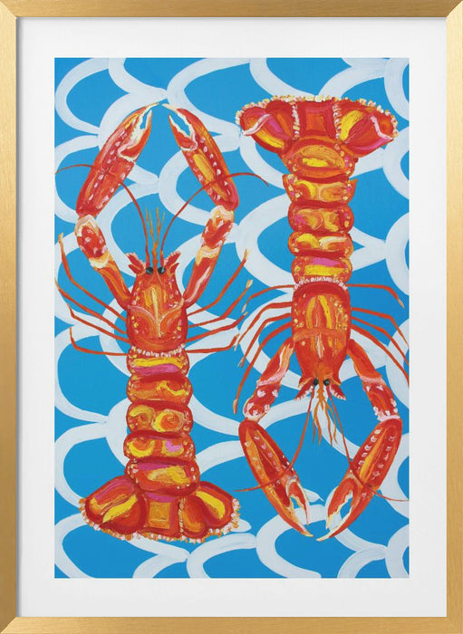 Langoustines On Blue Framed Art Wall Decor