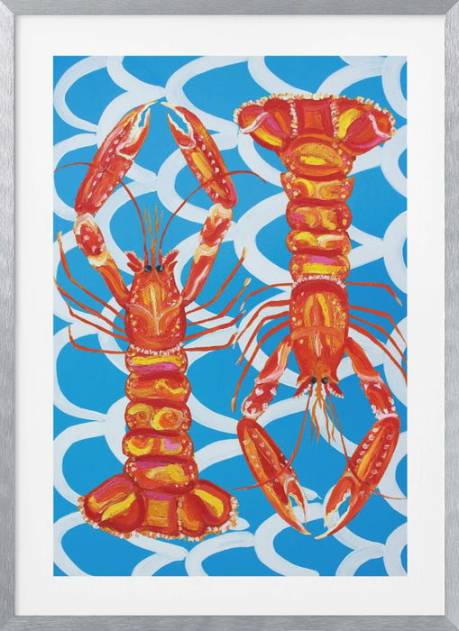 Langoustines On Blue Framed Art Wall Decor