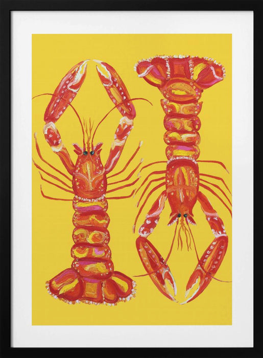 Langoustines On Yellow Framed Art Wall Decor