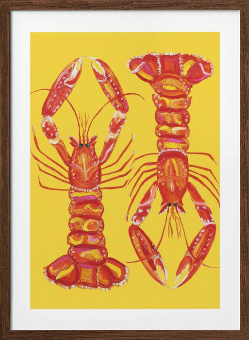 Langoustines On Yellow Framed Art Wall Decor