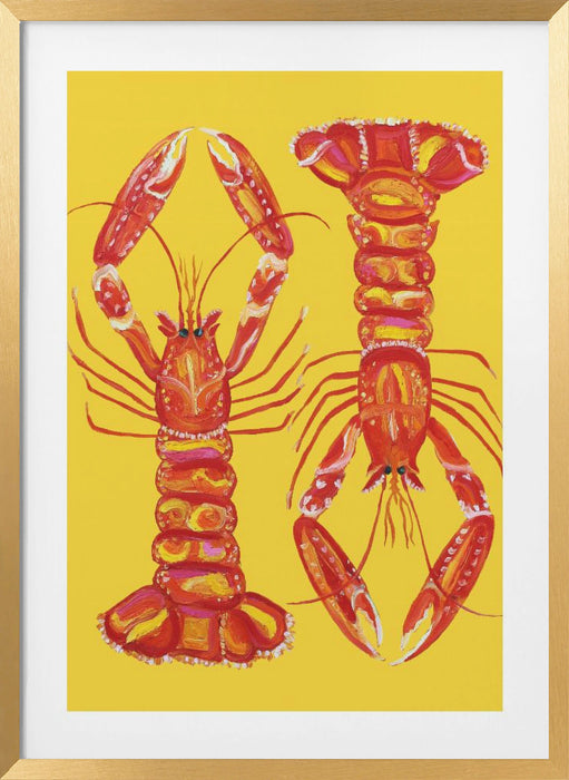 Langoustines On Yellow Framed Art Wall Decor