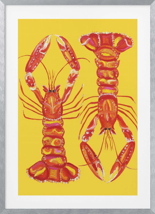 Langoustines On Yellow Framed Art Wall Decor