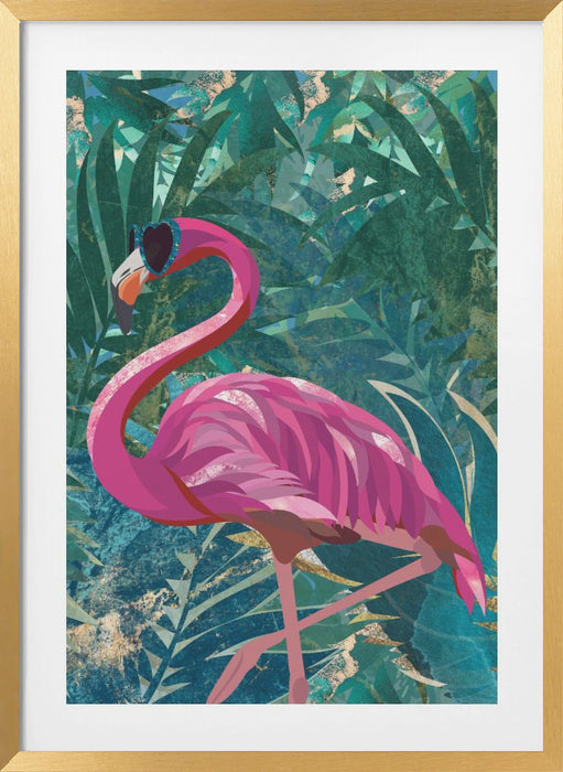 Flamingo in the Jungle Framed Art Modern Wall Decor