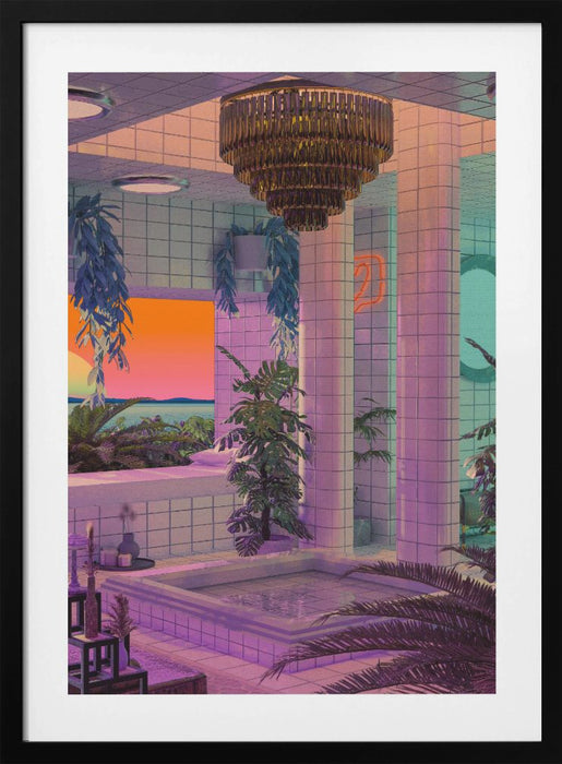 Vaporwave Pool Framed Art Modern Wall Decor