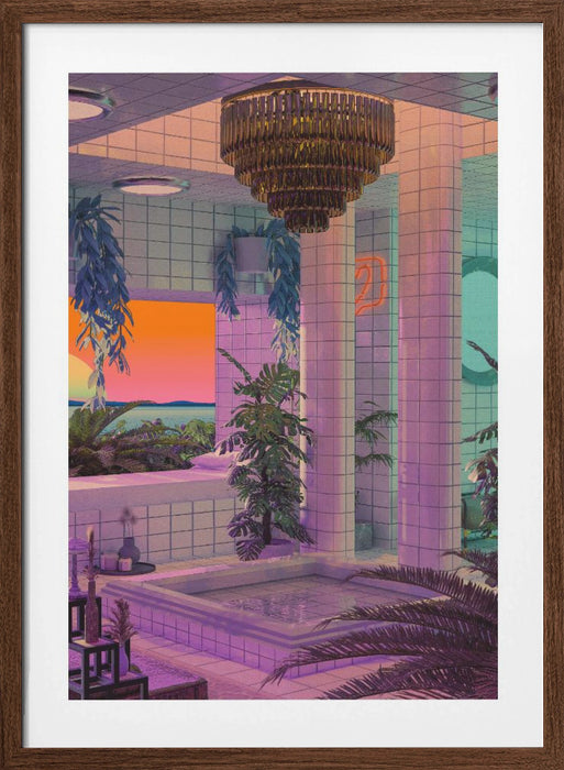 Vaporwave Pool Framed Art Modern Wall Decor