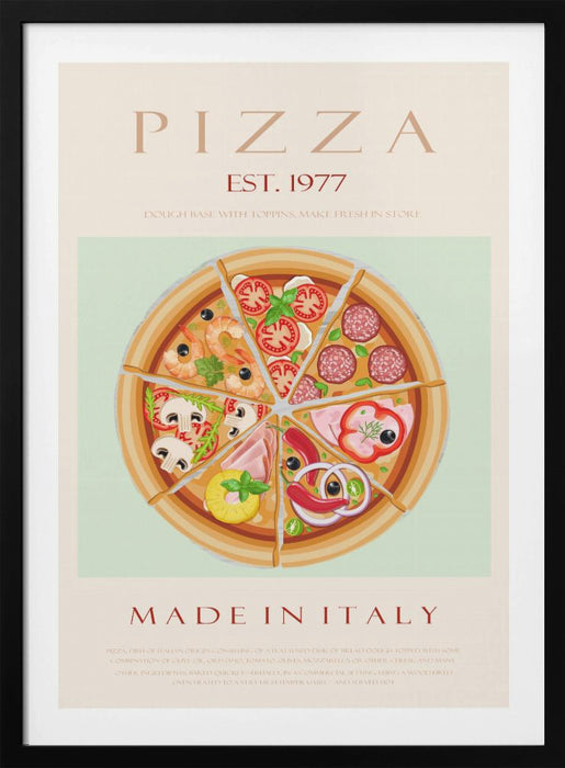 Pizza est. 1977 Framed Art Modern Wall Decor