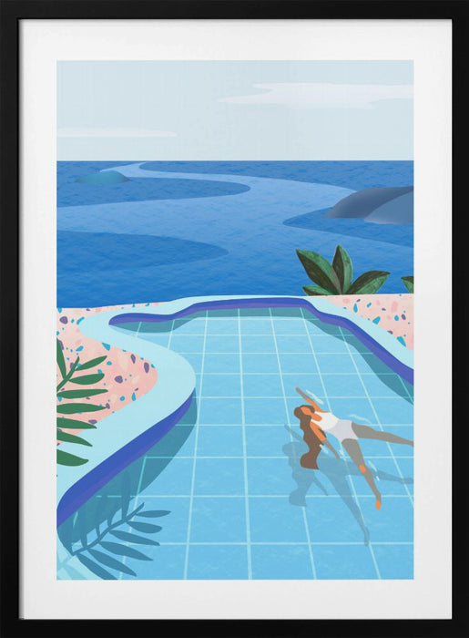 Girl in Pool Framed Art Modern Wall Decor