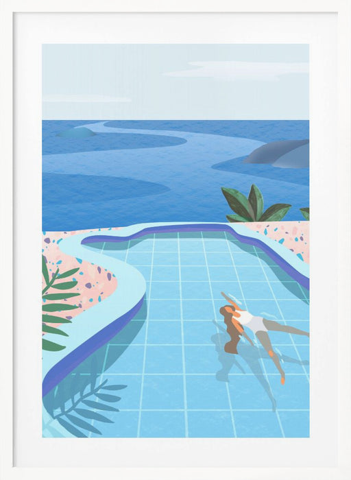 Girl in Pool Framed Art Modern Wall Decor