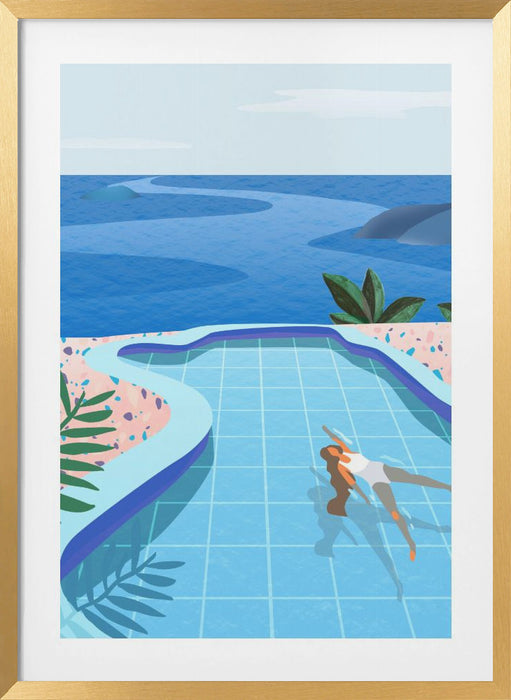 Girl in Pool Framed Art Modern Wall Decor