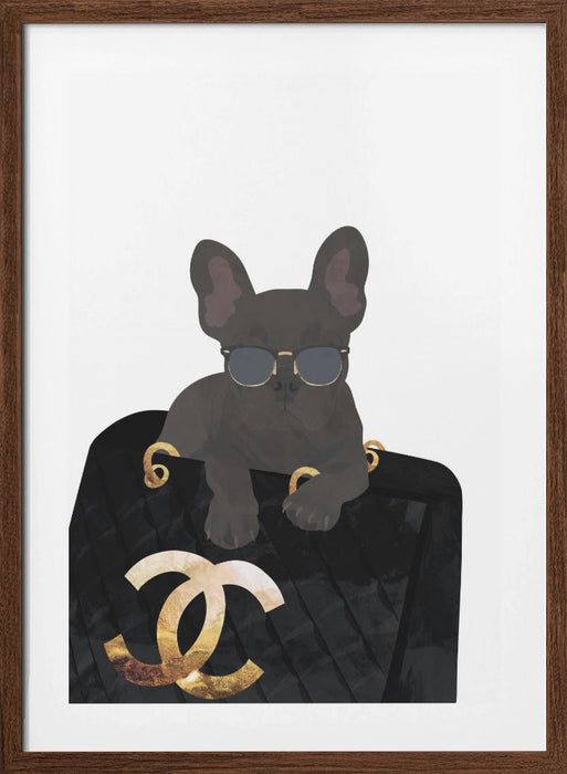 Frenchie in the bag Framed Art Wall Decor