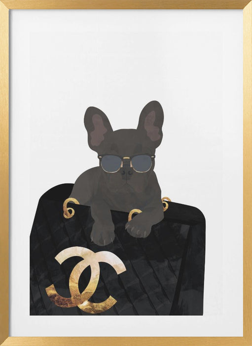 Frenchie in the bag Framed Art Wall Decor