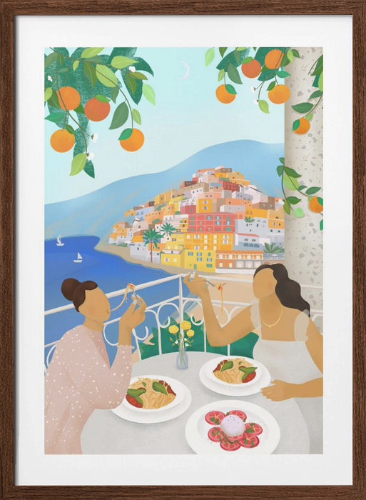 Girls in Positano Framed Art Modern Wall Decor