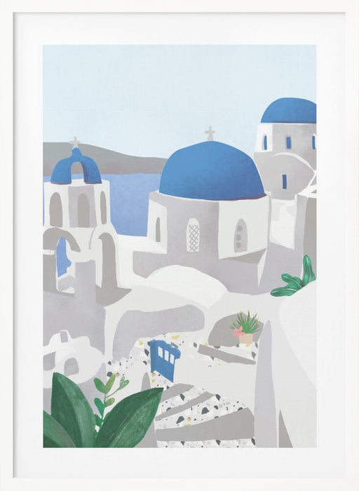 Santorini island Framed Art Modern Wall Decor