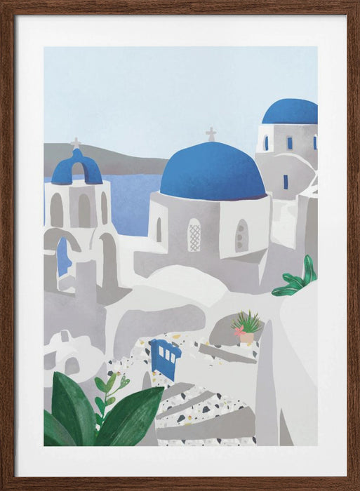 Santorini island Framed Art Modern Wall Decor