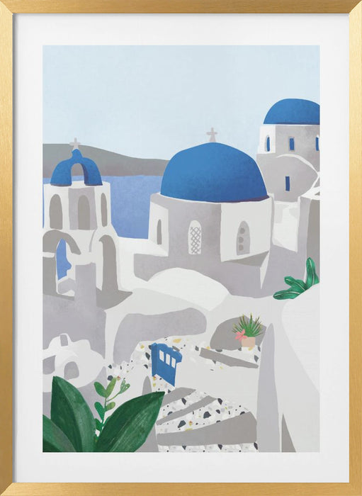 Santorini island Framed Art Modern Wall Decor