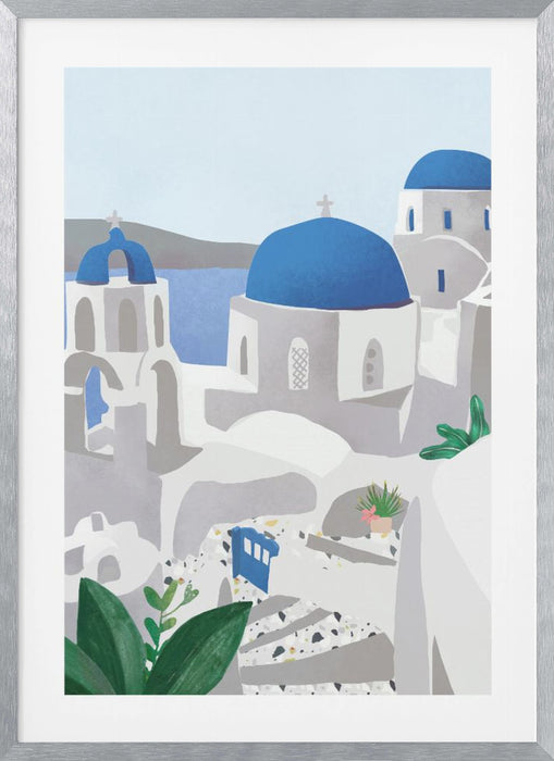 Santorini island Framed Art Modern Wall Decor