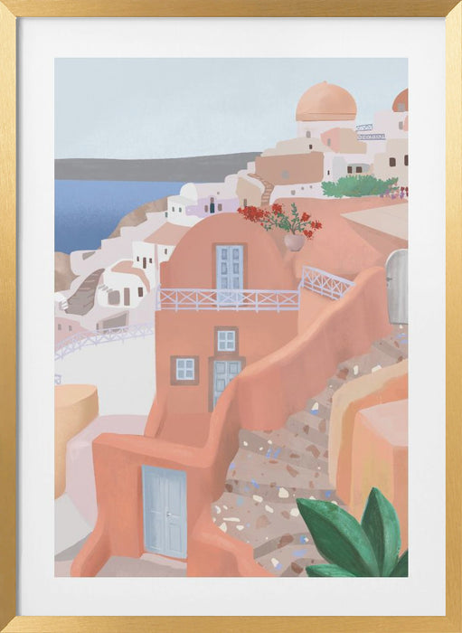 Santorini Framed Art Modern Wall Decor