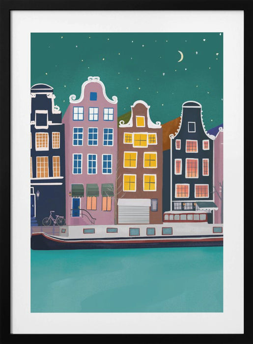 Amsterdam by night Framed Art Modern Wall Decor