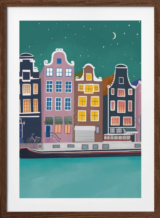 Amsterdam by night Framed Art Modern Wall Decor