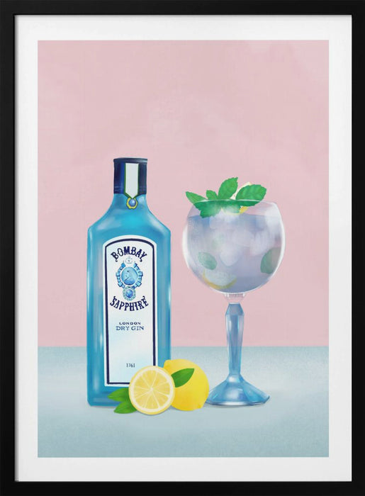 Gin Cocktail Framed Art Modern Wall Decor