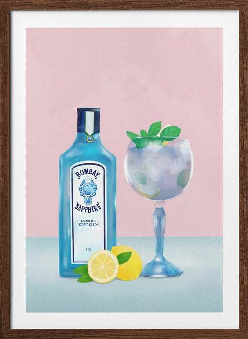 Gin Cocktail Framed Art Modern Wall Decor