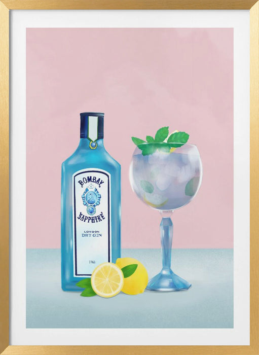 Gin Cocktail Framed Art Modern Wall Decor