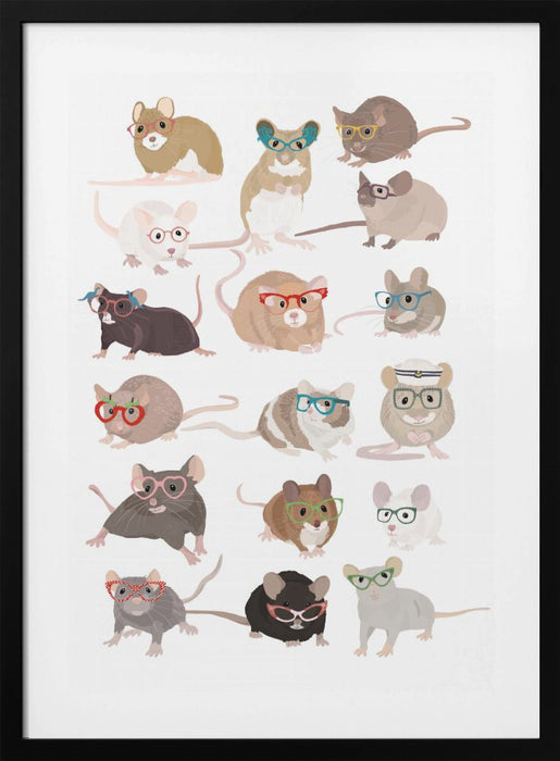 Mice In Glasses Framed Art Wall Decor