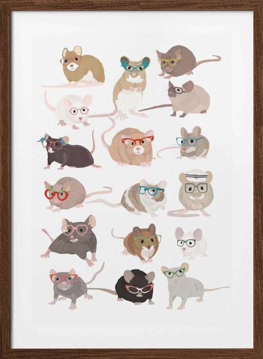 Mice In Glasses Framed Art Wall Decor