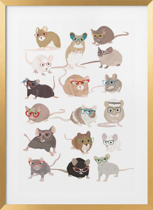 Mice In Glasses Framed Art Wall Decor