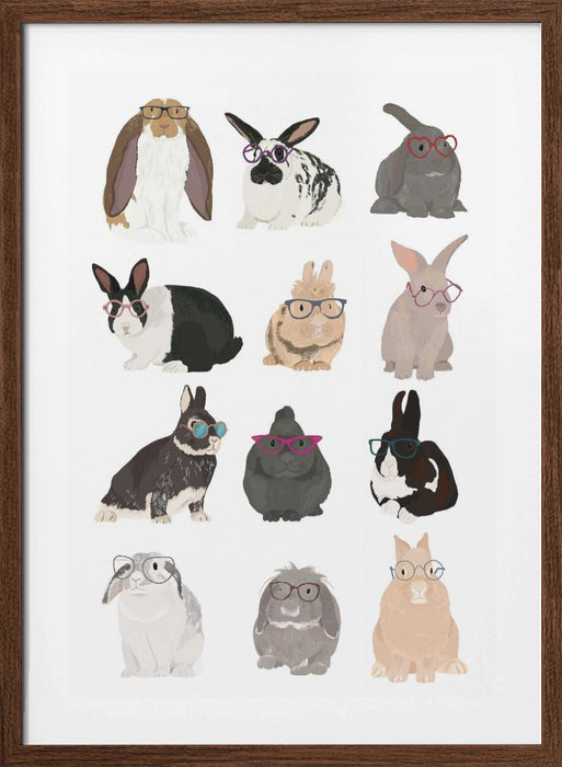 Rabbit Family Framed Art Wall Decor