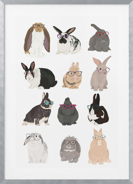 Rabbit Family Framed Art Wall Decor