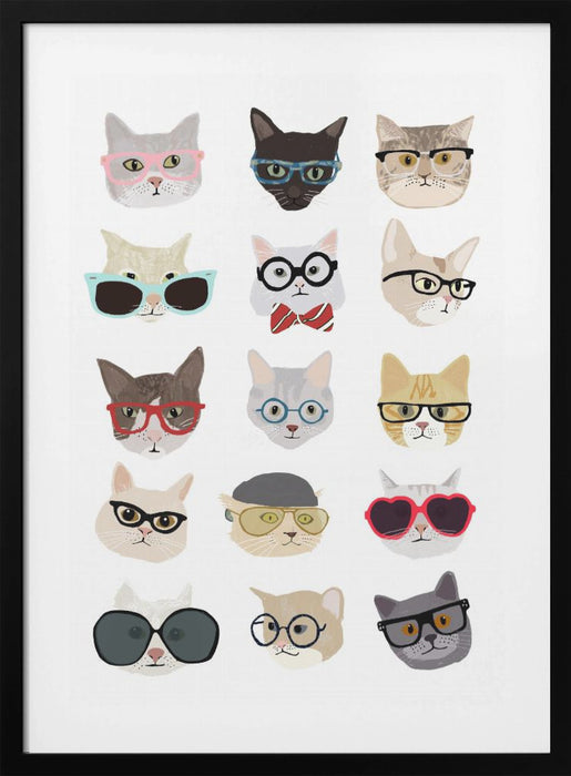 Cats With Glasses Framed Art Wall Decor