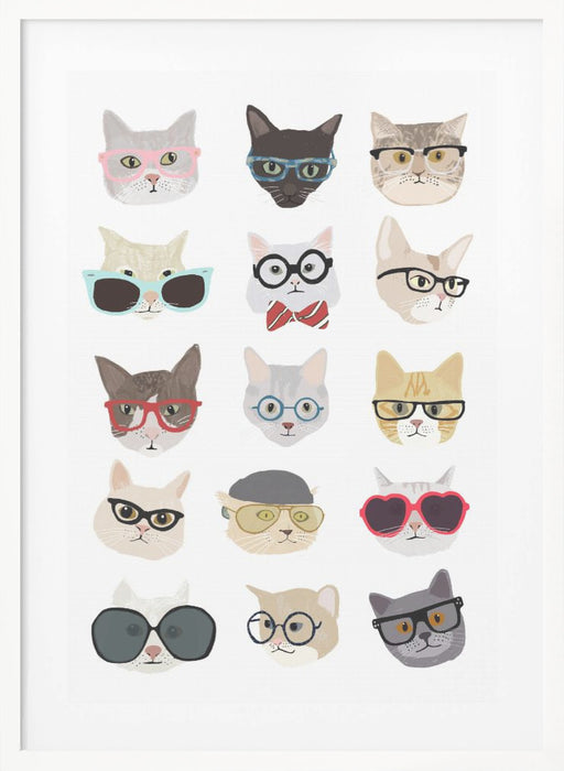 Cats With Glasses Framed Art Wall Decor